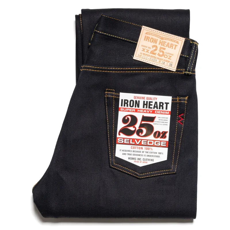 IH-888-XHSib 25oz Selvedge Denim Medium/High Rise Tapered Cut Jeans - Indigo/Black made by Iron Heart