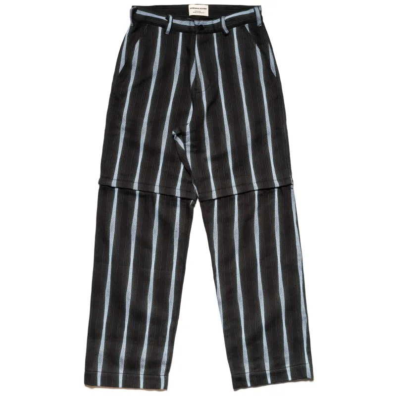 SJAP25-DPS Drunken Stripe 2 Way Pants - Black made by Samurai Jeans