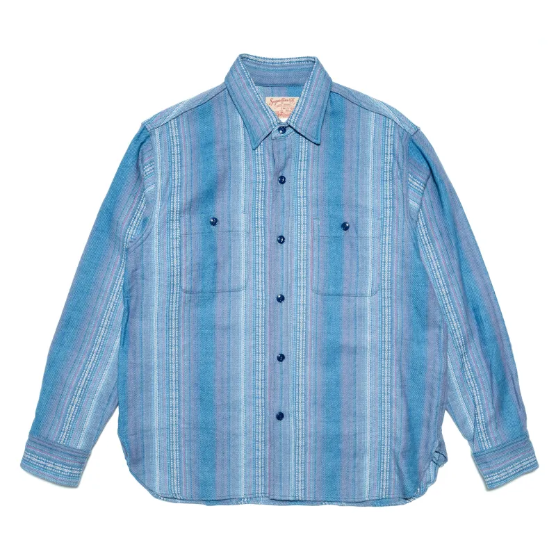 SC29579 Southwestern Indigo Dobby Work Shirt - Light Blue made by Sugar Cane