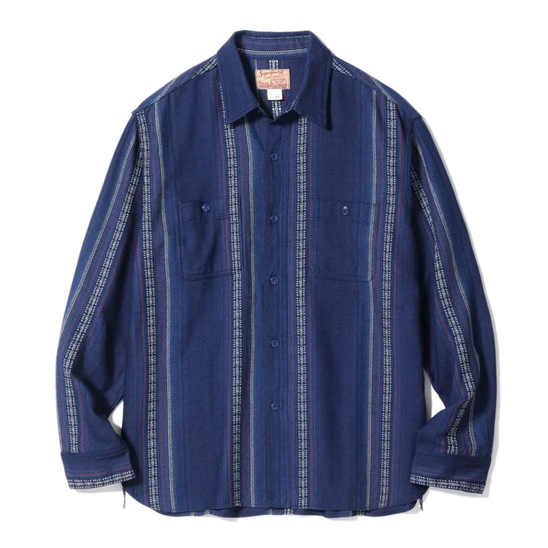 SC29579 Southwestern Indigo Dobby Work Shirt - Navy made by Sugar Cane