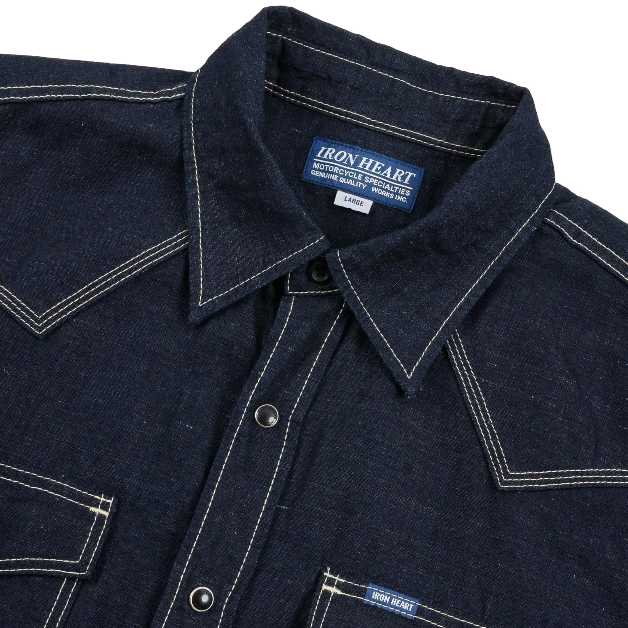 IHSH-444-IND 7oz Cotton Linen Chambray Western Shirt - Indigo sold by BlackBlue product image thumbnail 3