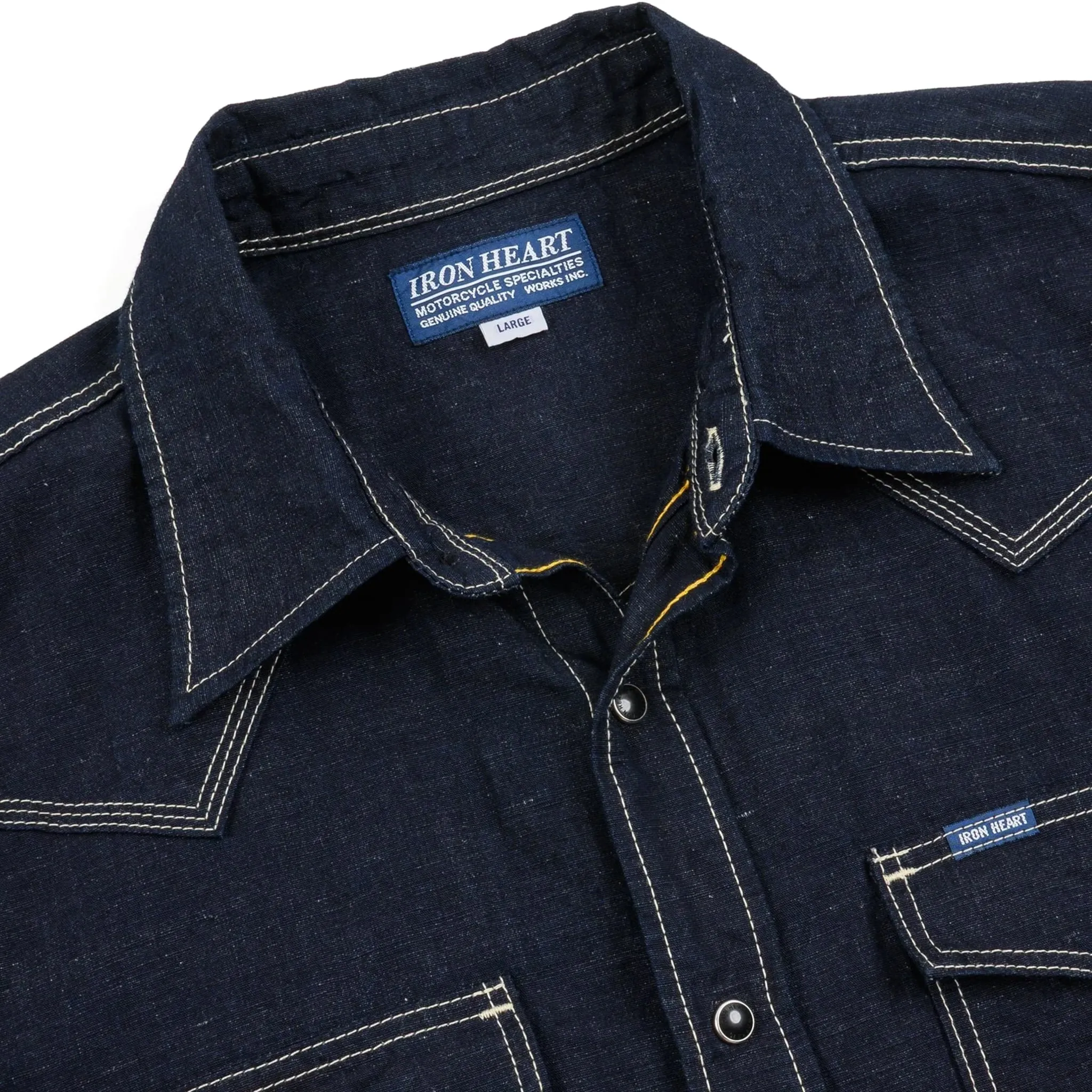 IHSH-444-IND 7oz Cotton Linen Chambray Western Shirt - Indigo sold by BlackBlue product image thumbnail 4