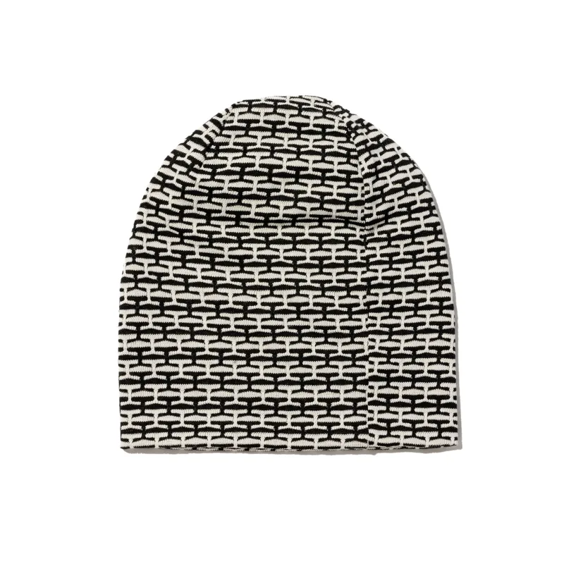 Beanie - Black/White CP Horizontal Knit Jacquard made by Engineered Garments