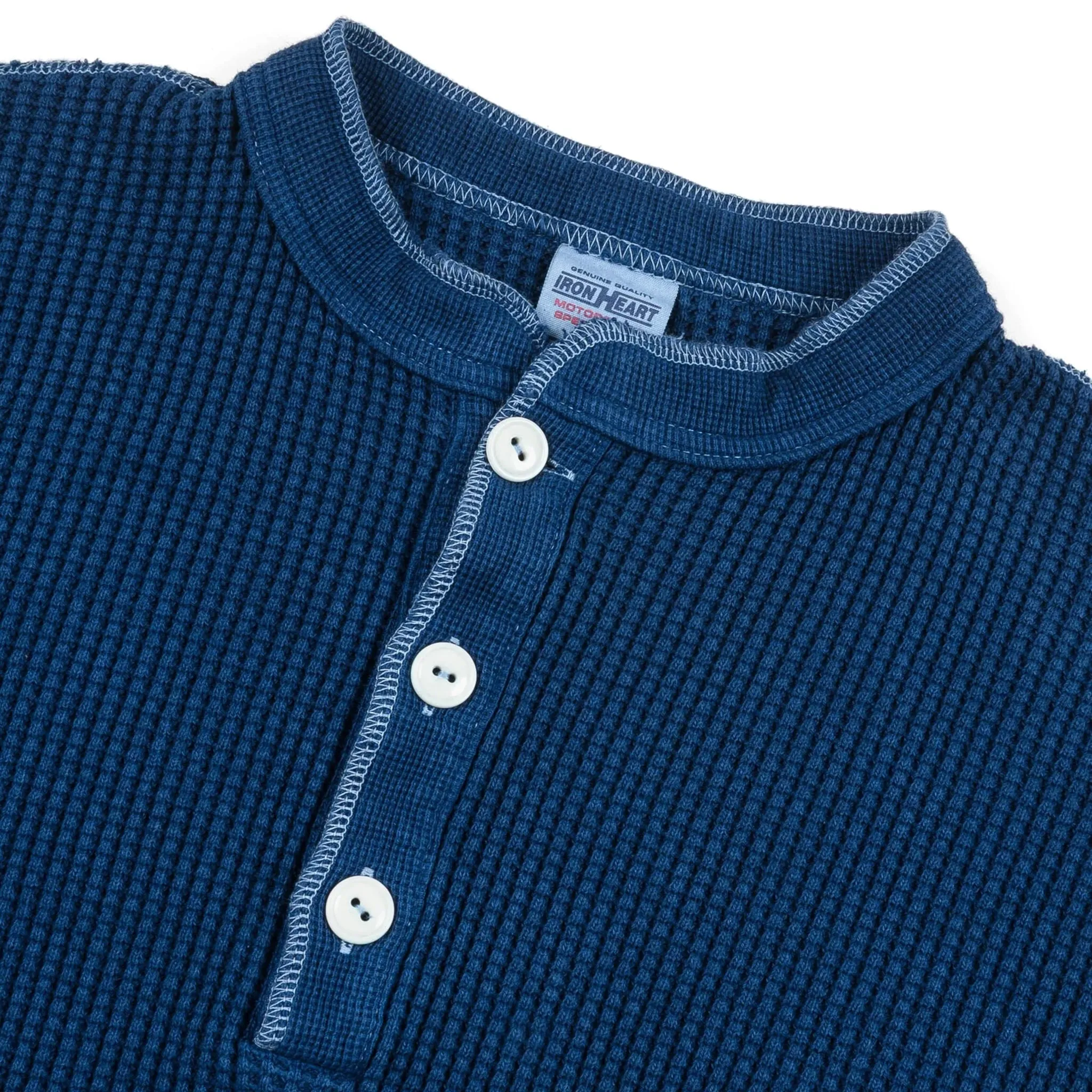 IHTL-1213-IND Waffle Knit Long Sleeved Thermal Henley - Indigo Dyed sold by BlackBlue product image thumbnail 3