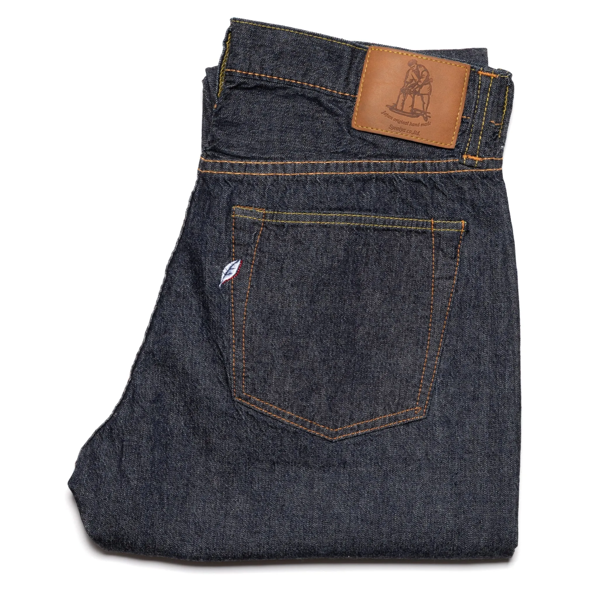 1182-019 10oz Selvedge Denim Relaxed Tapered - Indigo x Natural White sold by BlackBlue