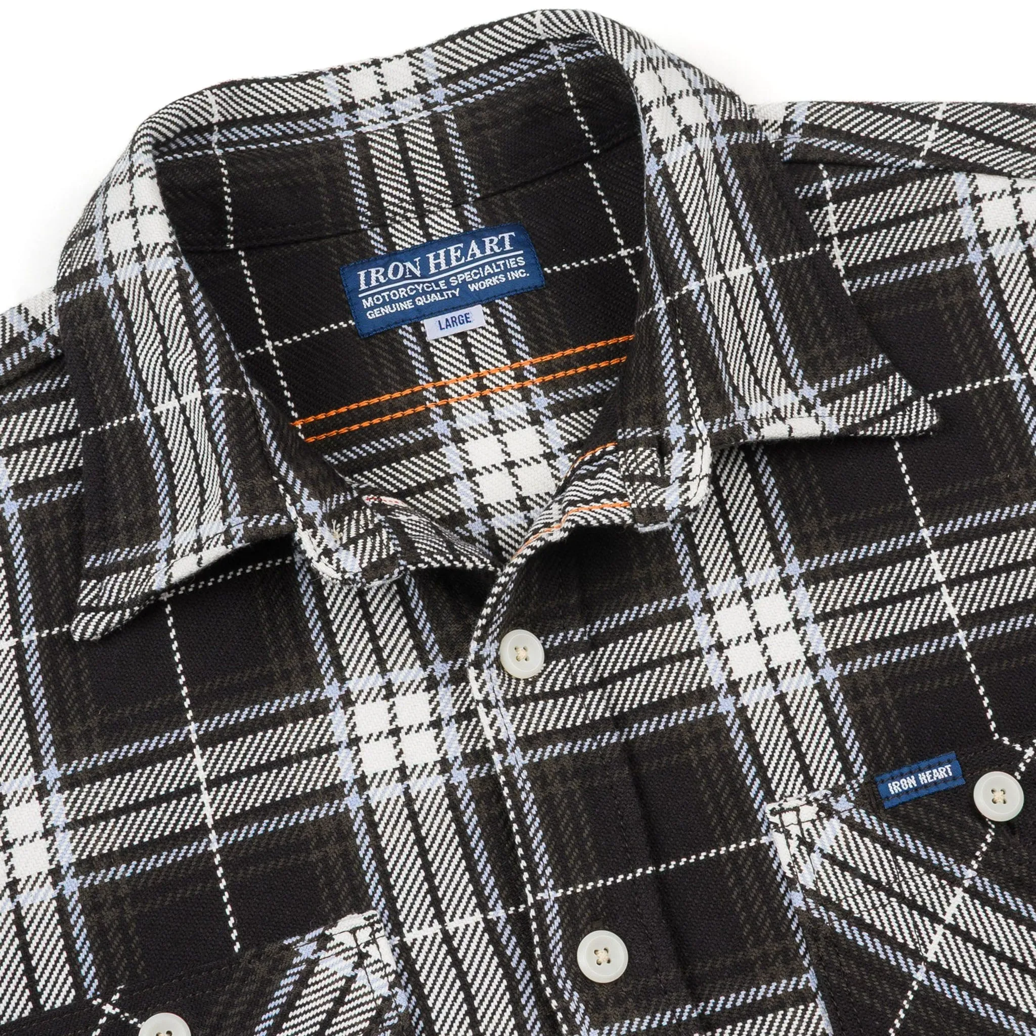 IHSH-441-BLK 9oz Selvedge Flannel Check Work Shirt - Black sold by BlackBlue product image thumbnail 4