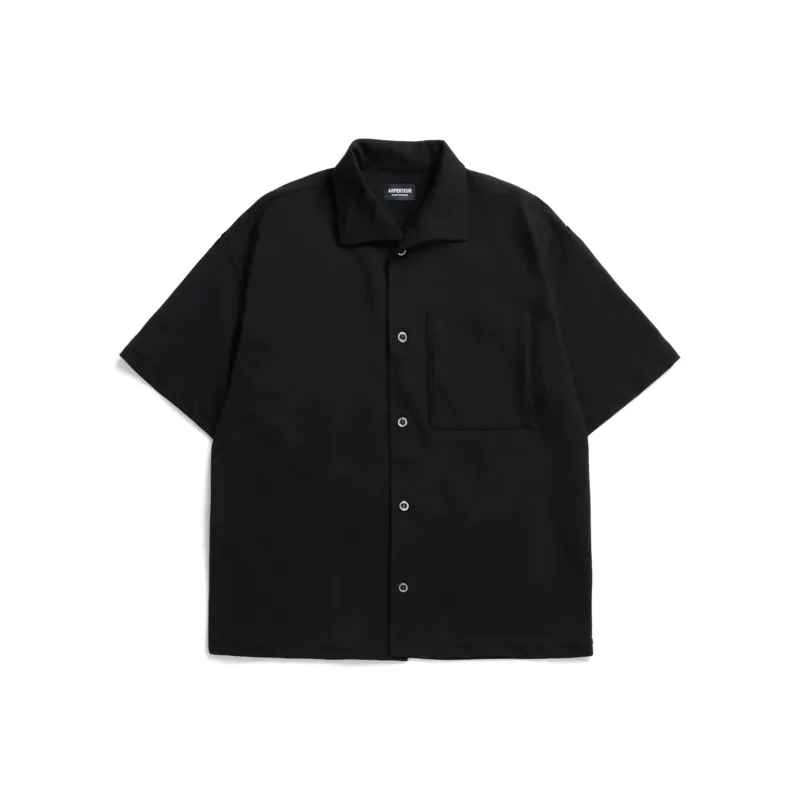 Coral Wide Collar Shirt Rachel Mesh - Black made by Arpenteur