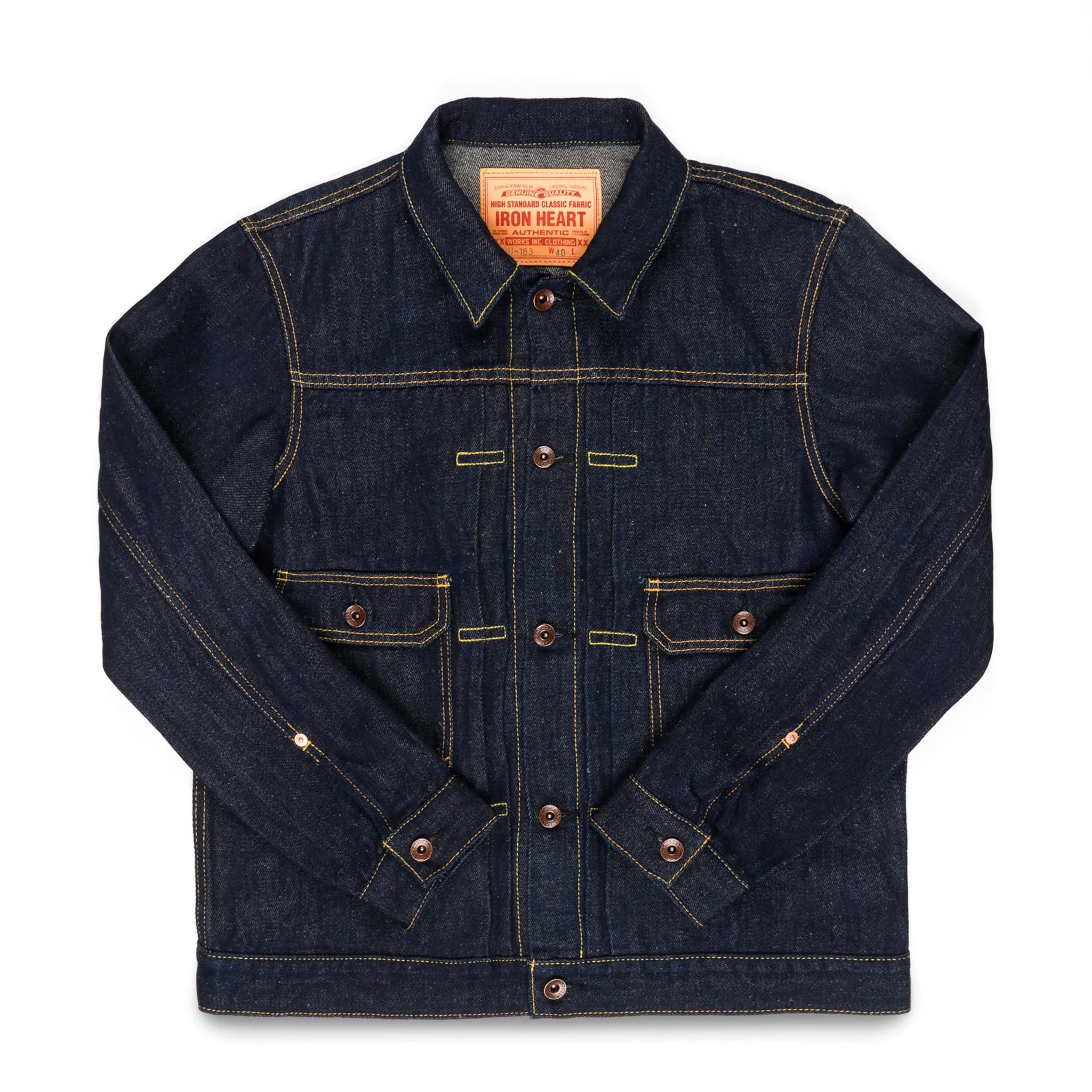 IHJ-163-IND 14oz Cotton/Linen Denim Type II Jacket - Indigo sold by BlackBlue