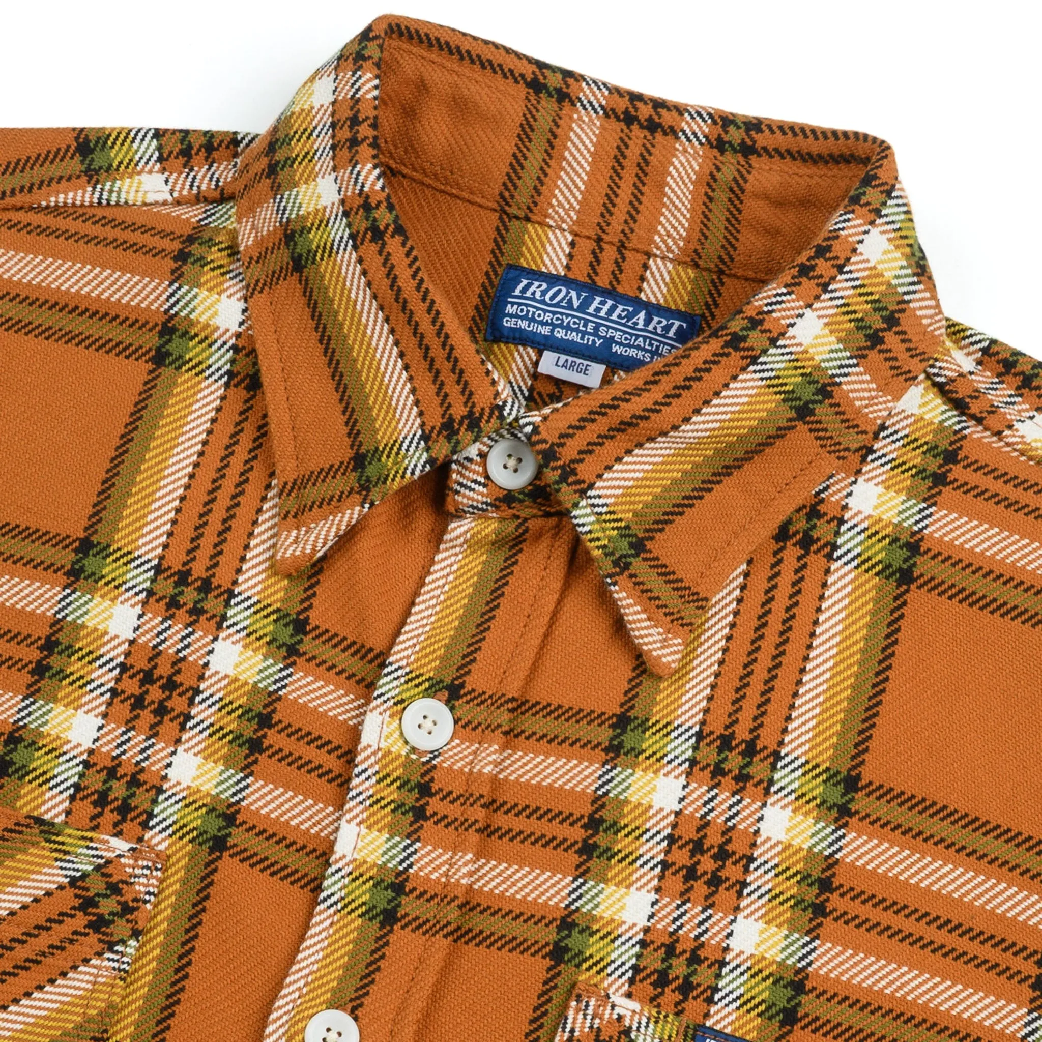 IHSH-442-ORA 9oz Selvedge Flannel Check Work Shirt - Orange sold by BlackBlue product image thumbnail 3