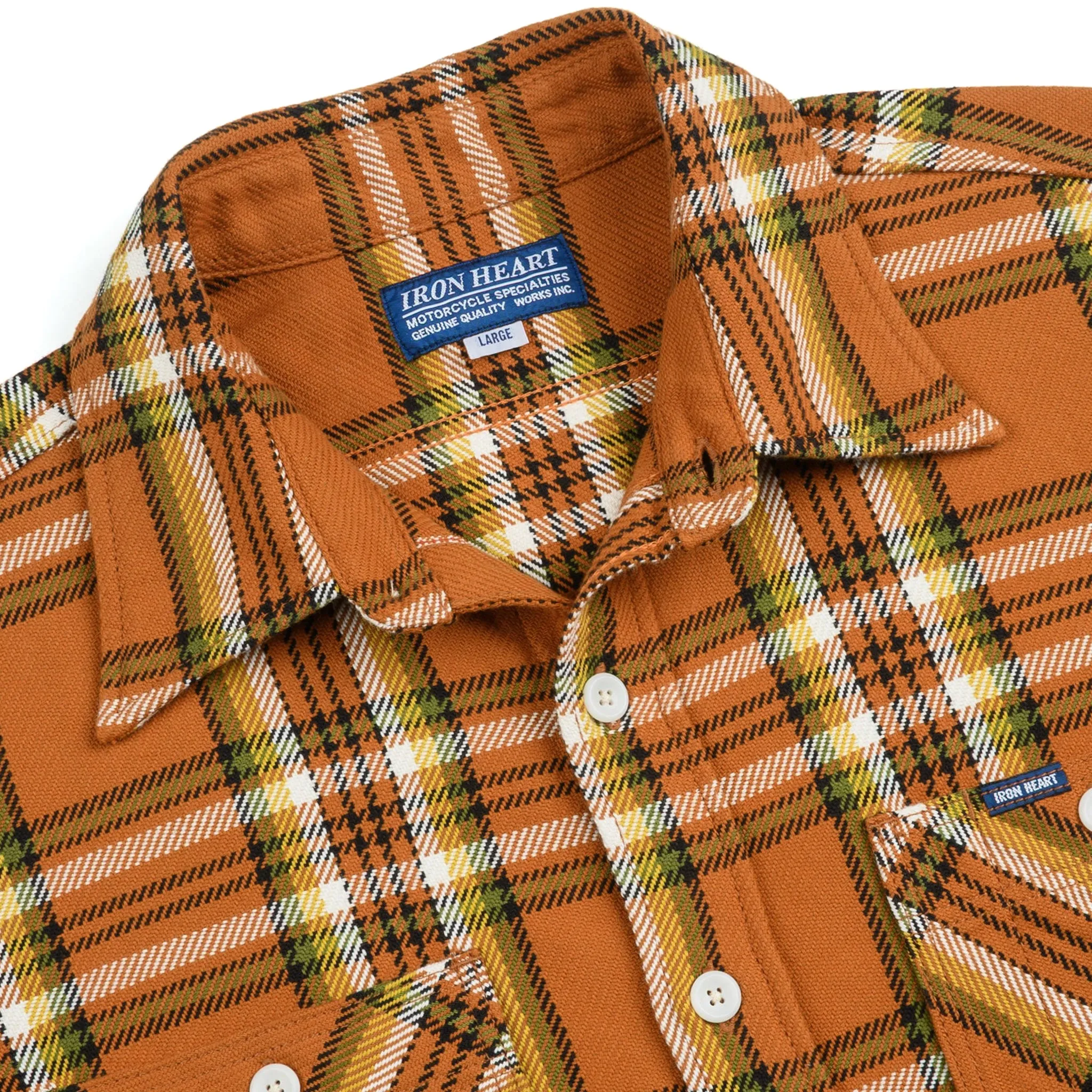 IHSH-442-ORA 9oz Selvedge Flannel Check Work Shirt - Orange sold by BlackBlue product image thumbnail 4
