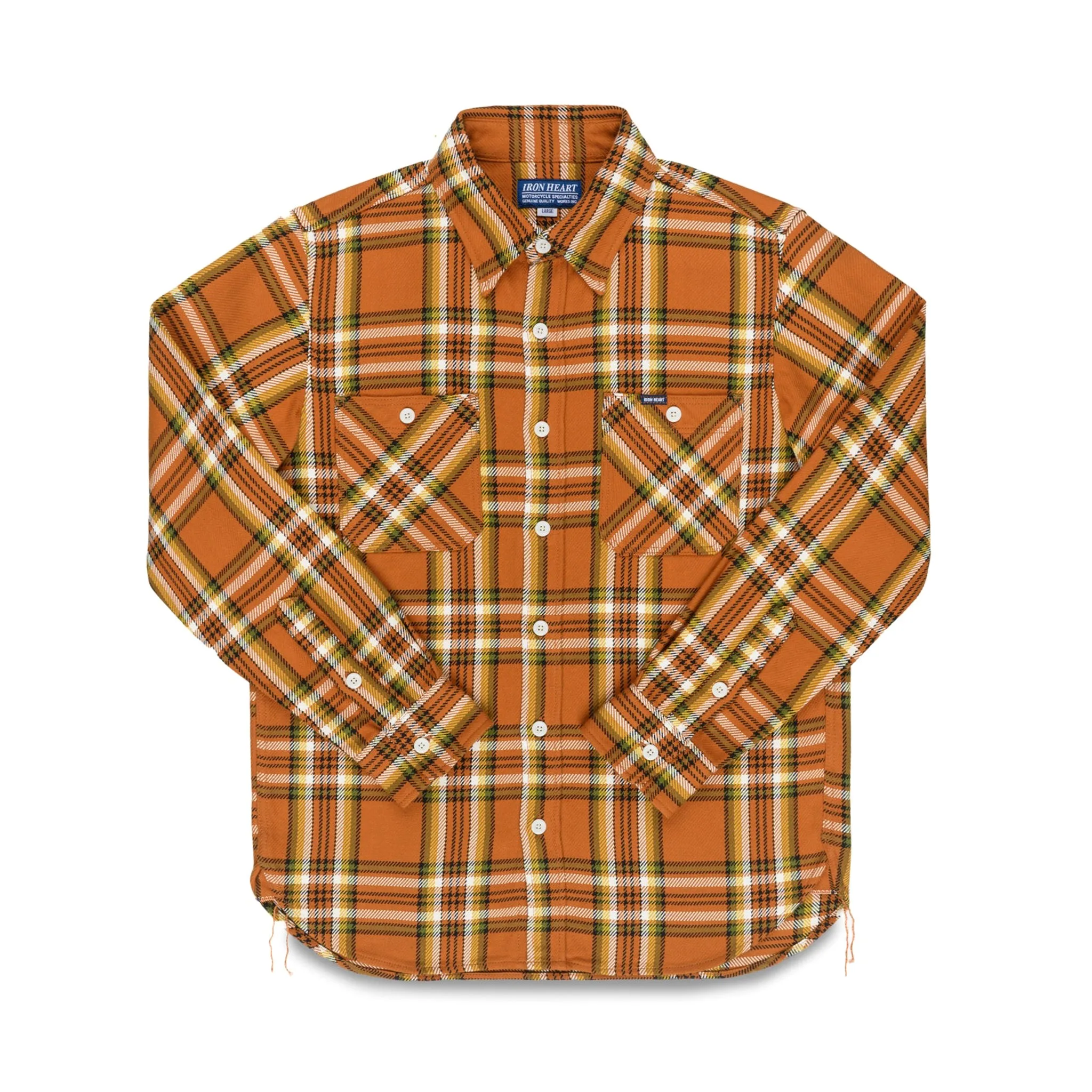 IHSH-442-ORA 9oz Selvedge Flannel Check Work Shirt - Orange sold by BlackBlue