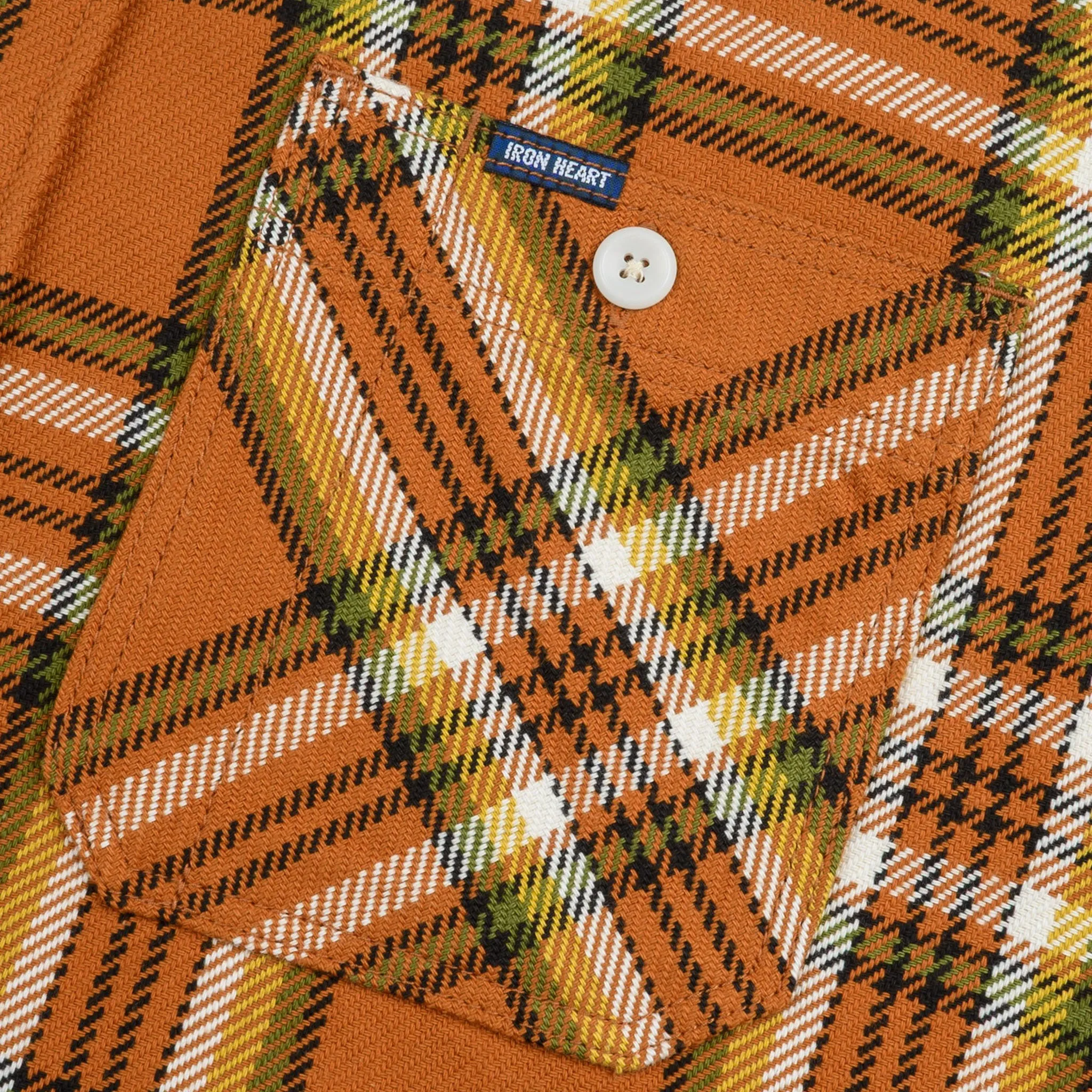 IHSH-442-ORA 9oz Selvedge Flannel Check Work Shirt - Orange sold by BlackBlue product image thumbnail 5