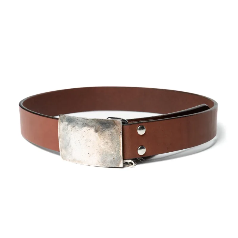 B-83 Flat Buckle Belt - Brown made by Studio D'Artisan