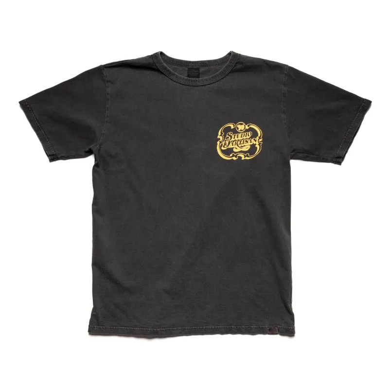 8207A USA Cotton Pigment Dye Graphic T-Shirt - Black made by Studio D'Artisan