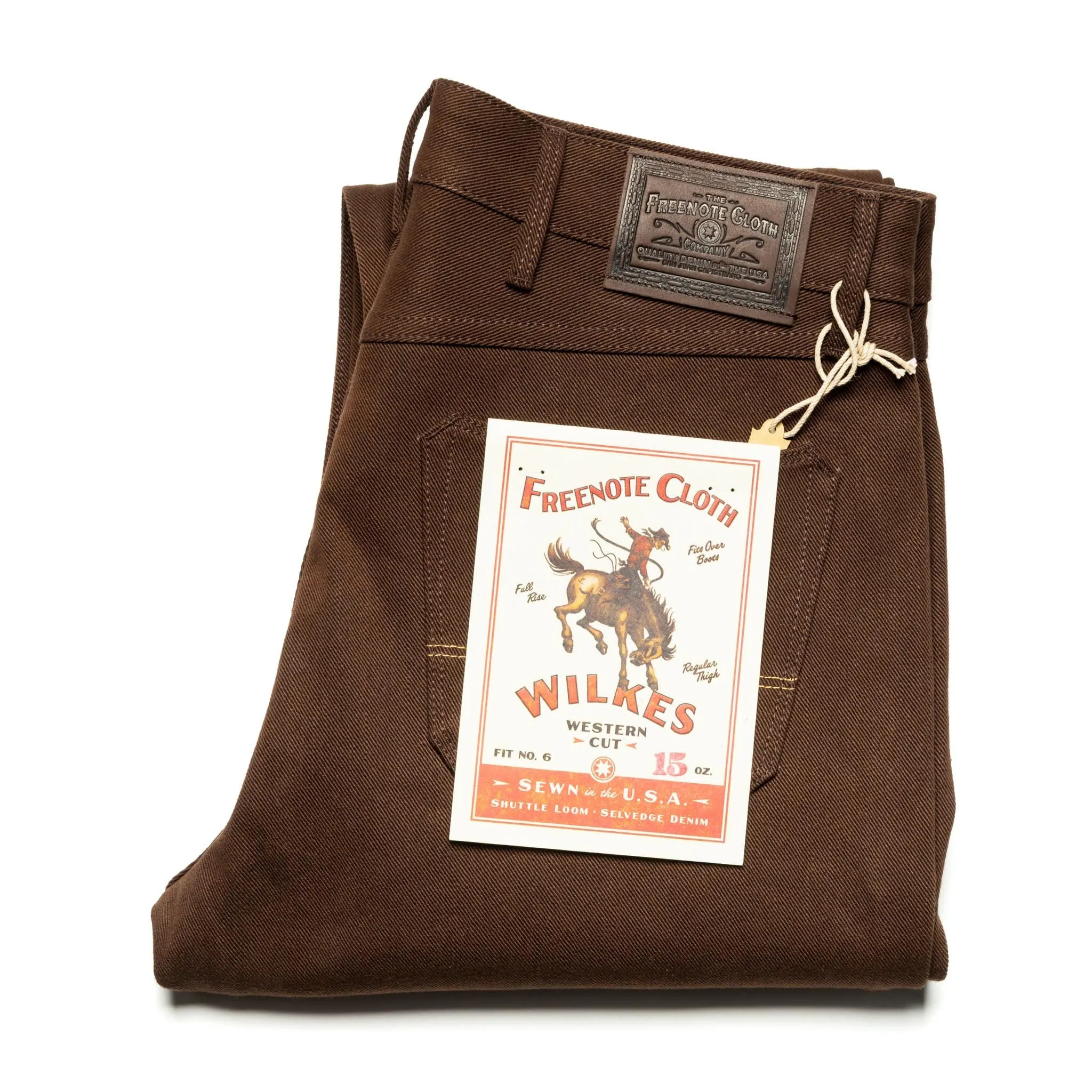 Wilkes Western 15 oz Dark Brown Selvedge Denim sold by BlackBlue