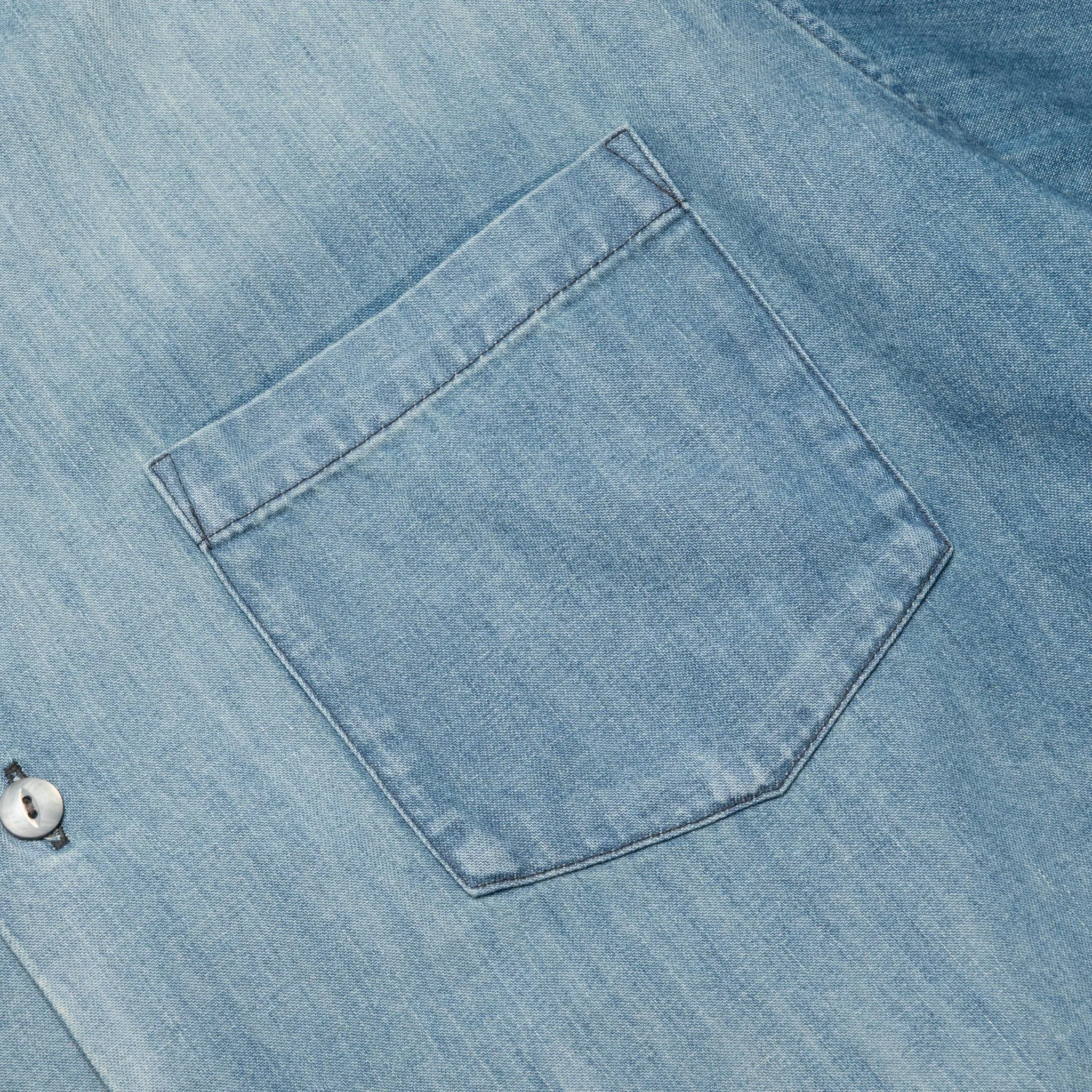4100HW-2 Hard Wash Denim Open Collar S/S Shirt - Indigo sold by BlackBlue product image thumbnail 4