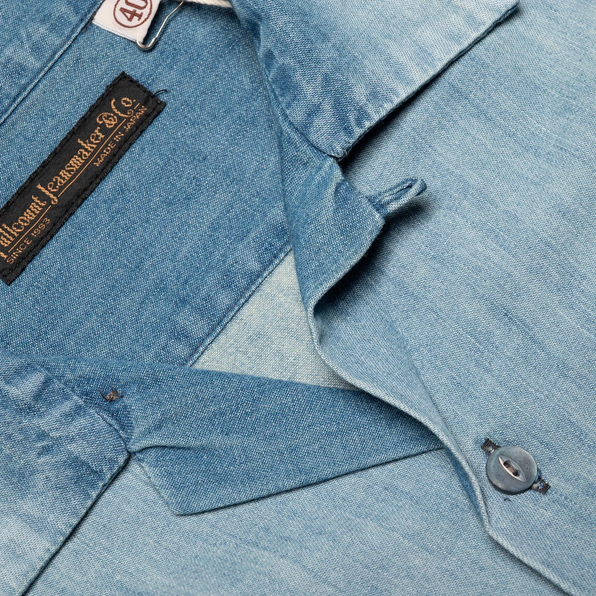 4100HW-2 Hard Wash Denim Open Collar S/S Shirt - Indigo sold by BlackBlue product image thumbnail 5