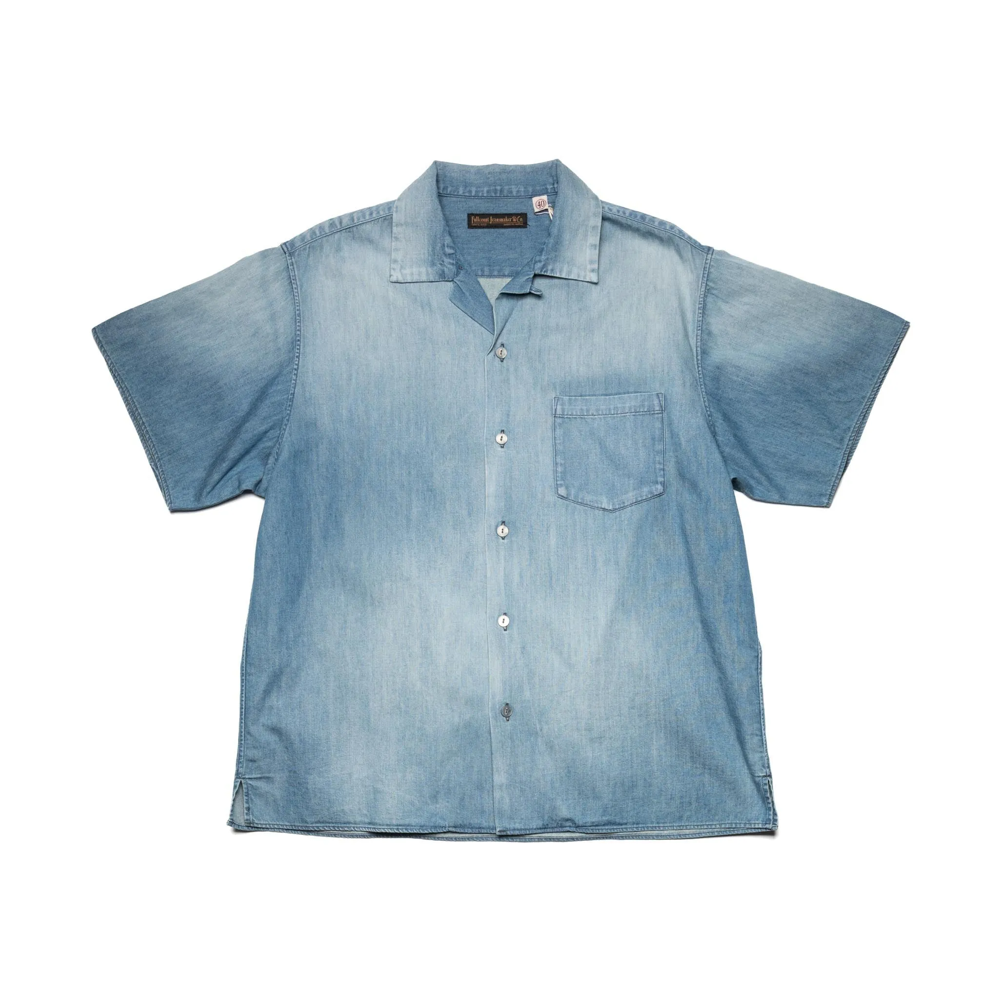 4100HW-2 Hard Wash Denim Open Collar S/S Shirt - Indigo sold by BlackBlue