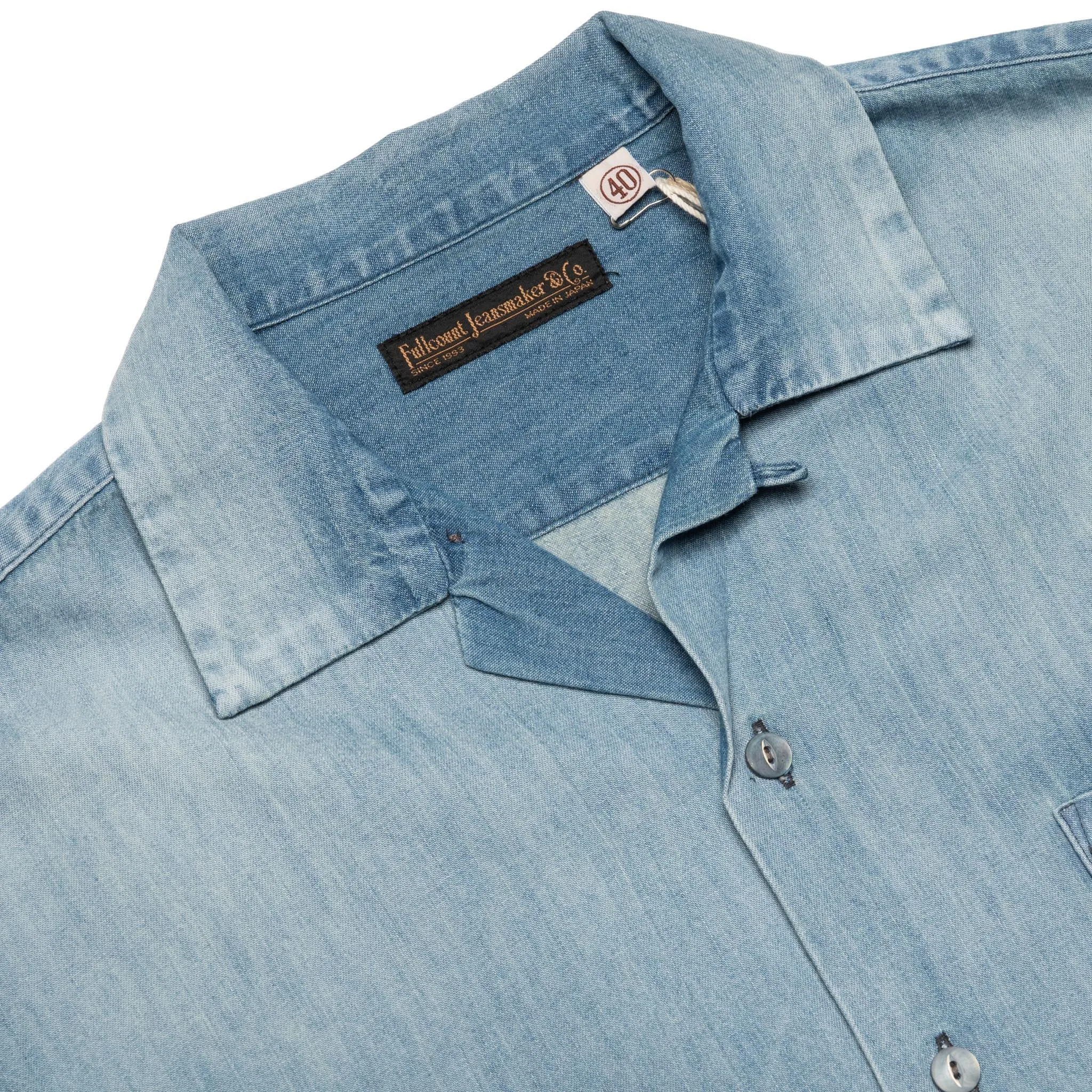 4100HW-2 Hard Wash Denim Open Collar S/S Shirt - Indigo sold by BlackBlue product image thumbnail 3