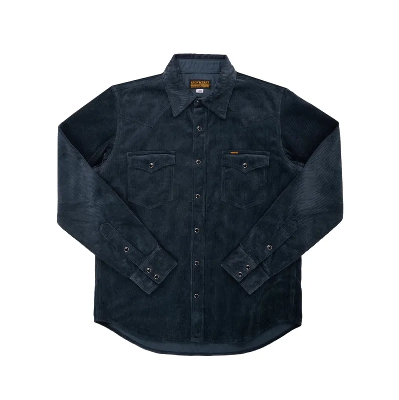 IHSH-398-NAV 11oz Corduroy Western Shirt - Navy made by Iron Heart
