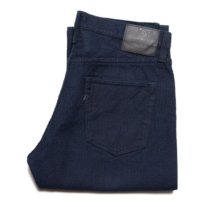1178-ID Sashiko 5 Pocket Pants Regular Fit - Indigo x Black made by Pure Blue Japan