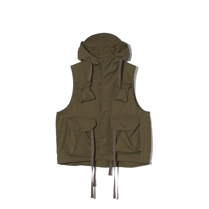 Field Vest - Olive Coated Cotton Cloth made by Engineered Garments