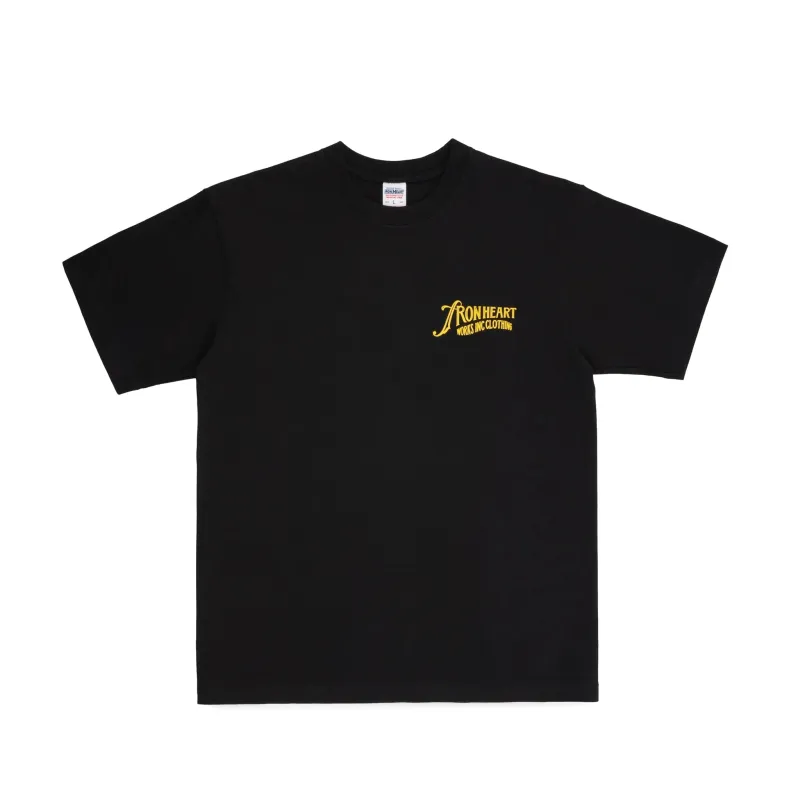 IHT-2501-BLK 7.5oz Printed Loopwheel Crew Neck T-Shirt - Black made by Iron Heart