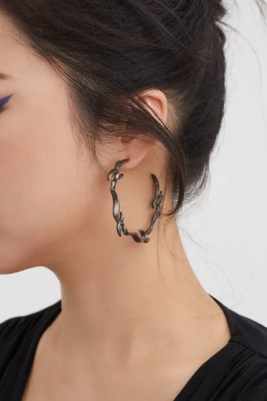 Fervooor Battle Angel Aged Bronze Blazing Wheel Hoop Earrings sold by Fervooor