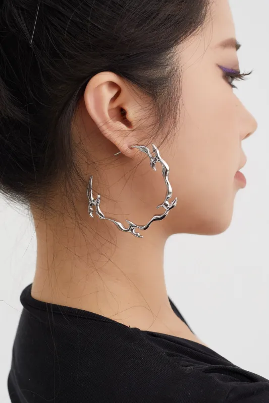 Fervooor Battle Angel Silver Blazing Wheel Hoop Earrings sold by Fervooor