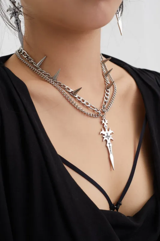 Fervooor Acid Style Sword spike layer necklace sold by Fervooor
