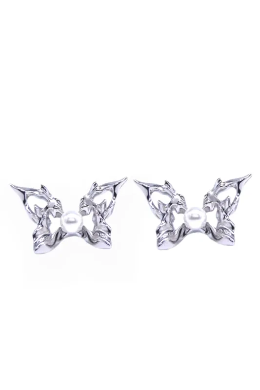 Fervooor Urban Mermaid silver metal butterfly earrings made by Fervooor