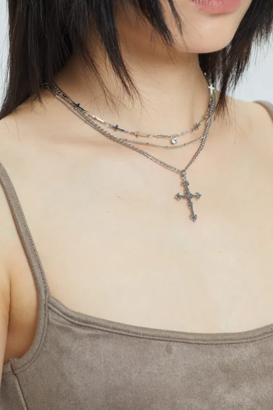 Fervooor Dune chrome heart lily crucifix choker made by Fervooor