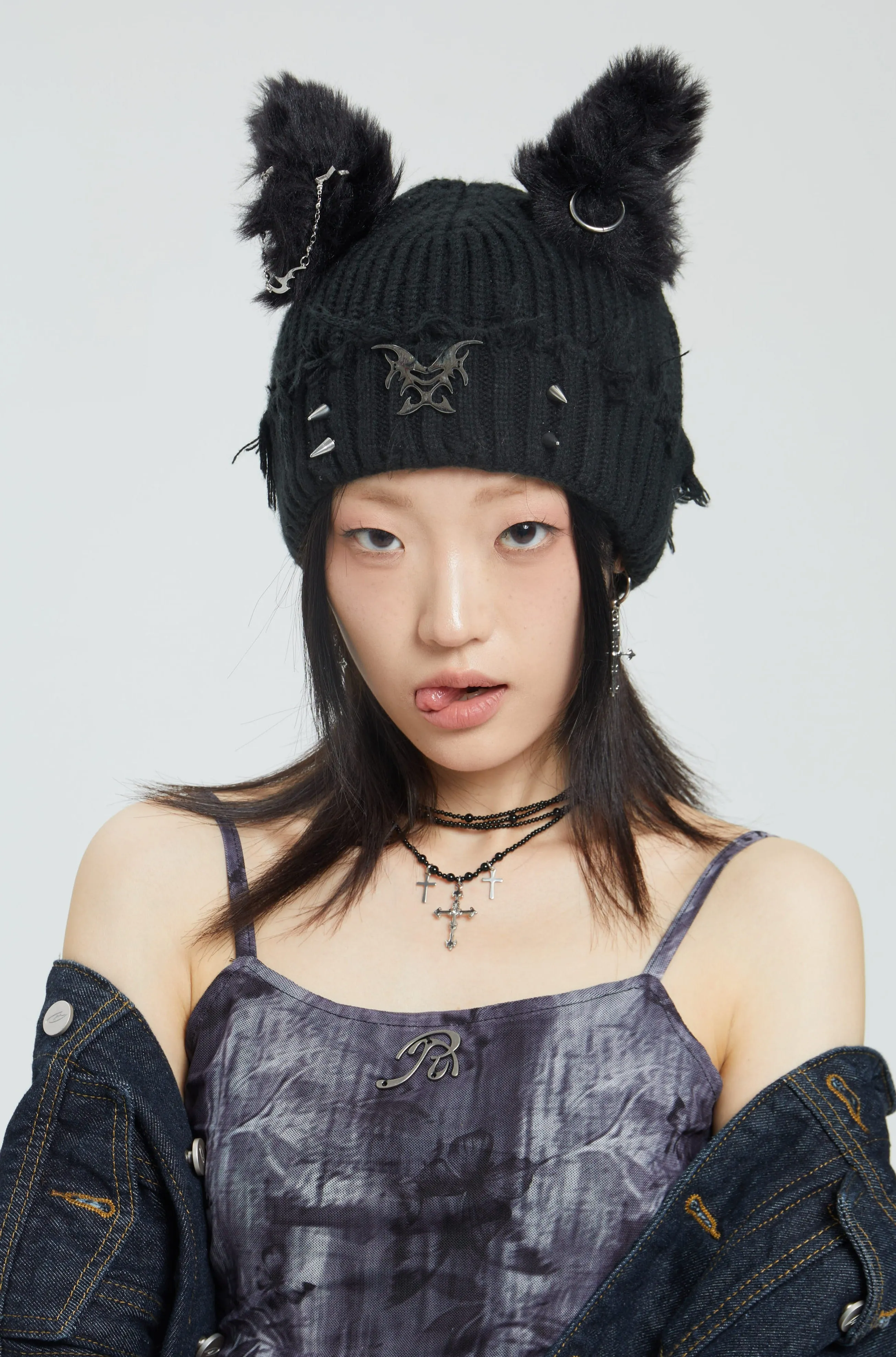 Fervooor black dog ear knit cap hat beanie sold by Fervooor product image thumbnail 2