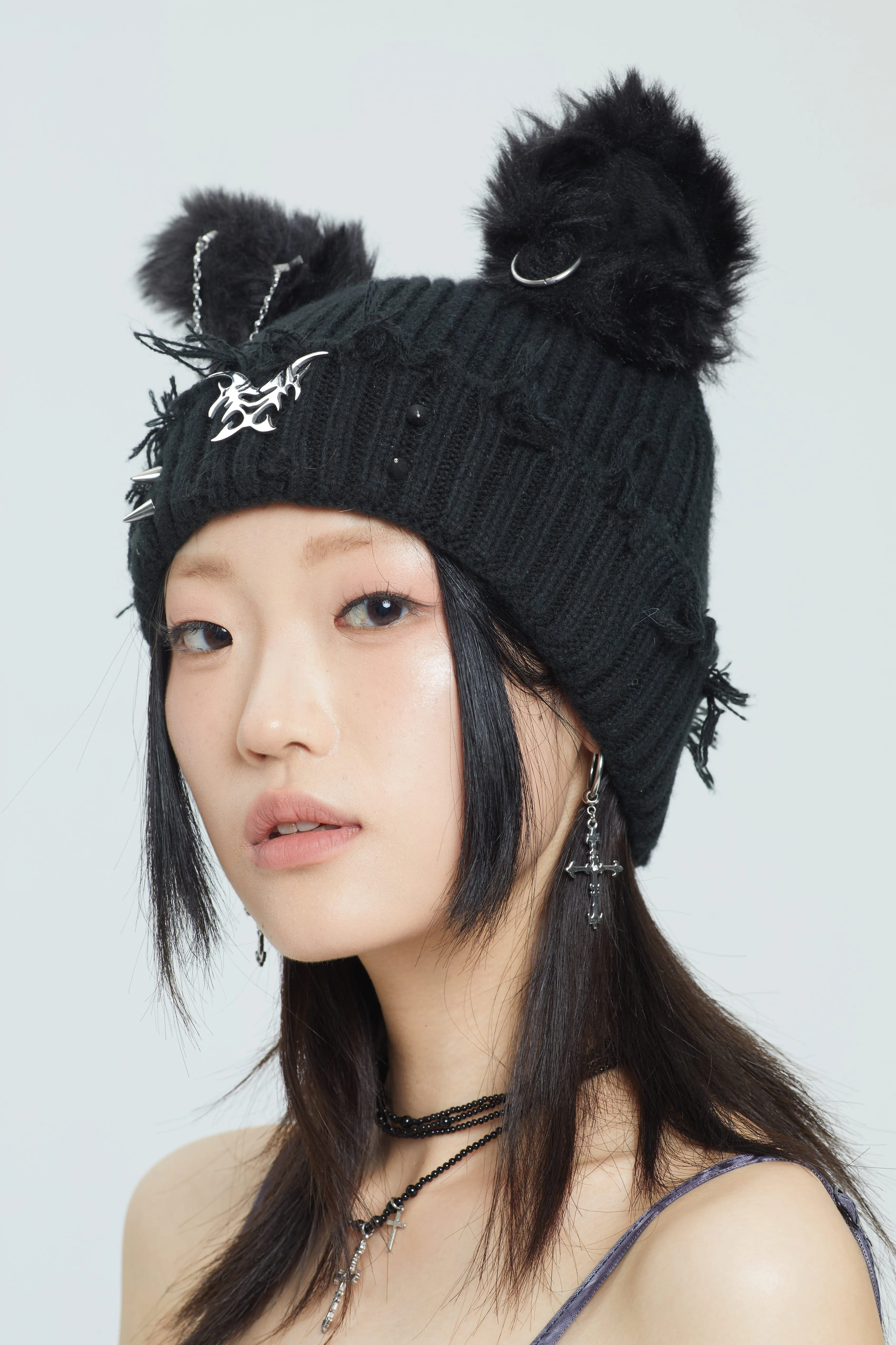 Fervooor black dog ear knit cap hat beanie sold by Fervooor product image thumbnail 4