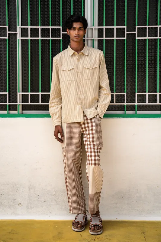 Farmer Shirt, in Caramel Stripe sold by Oshadi Collective