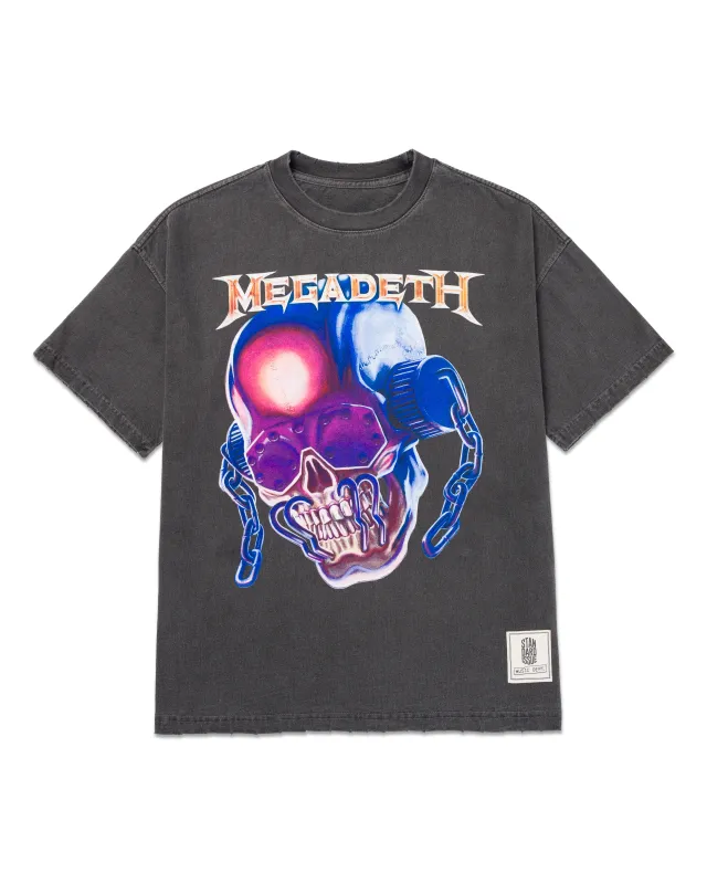 Megadeth Jumbo Vic Boxy Tee Washed Vintage Black sold by Standard Issue Tees