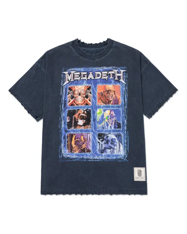 Megadeth Grid Boxy Tee Washed Slate sold by Standard Issue Tees