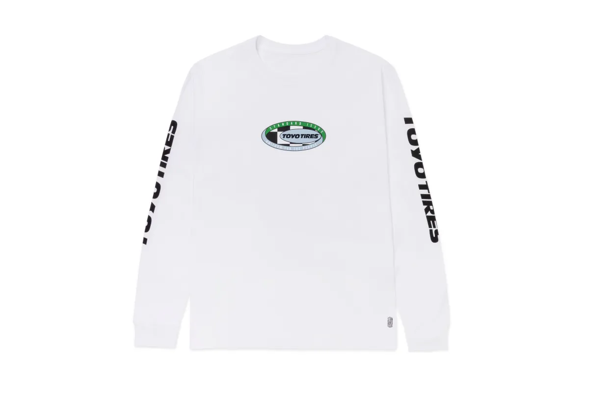 Team Toyo Maximum Traction Check Loop Long Sleeve Tee White sold by Standard Issue Tees