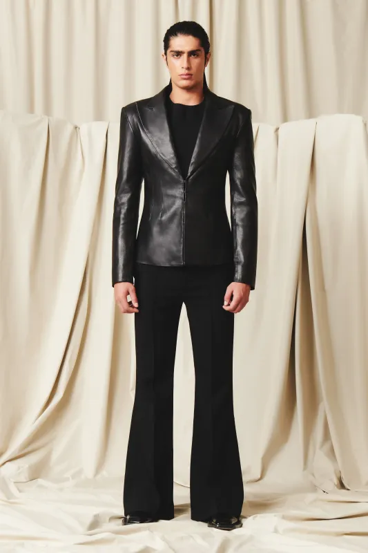 Thierry Blazer Black Leather made by Salt Murphy