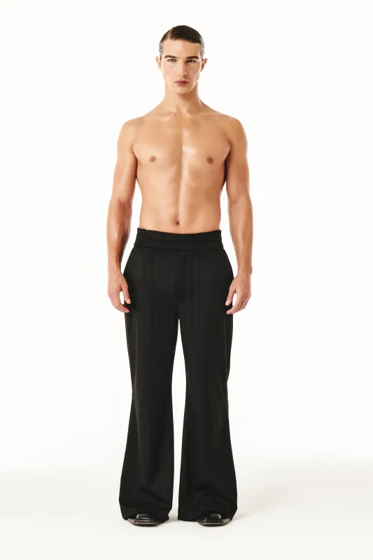 Axel Pants Black and Brown pinestripe sold by Salt Murphy