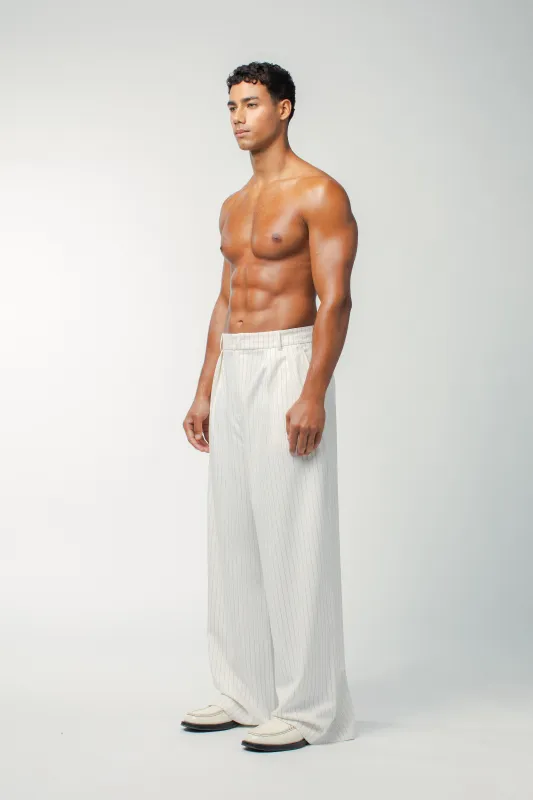 Benjamin Pants White Pinstripe sold by Salt Murphy