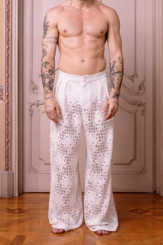 Benjamin Pants White Lace sold by Salt Murphy