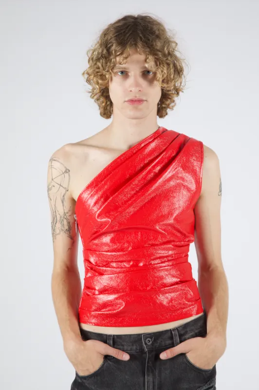 Jacquie Vegan Leather Top Red sold by Salt Murphy