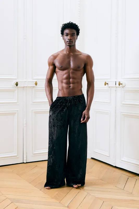 Léon Black Silk Pants made by Salt Murphy