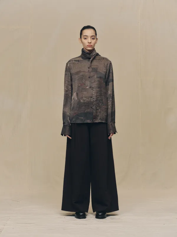 DIGITAL PRINT SCARF SHIRT sold by ziggy chen