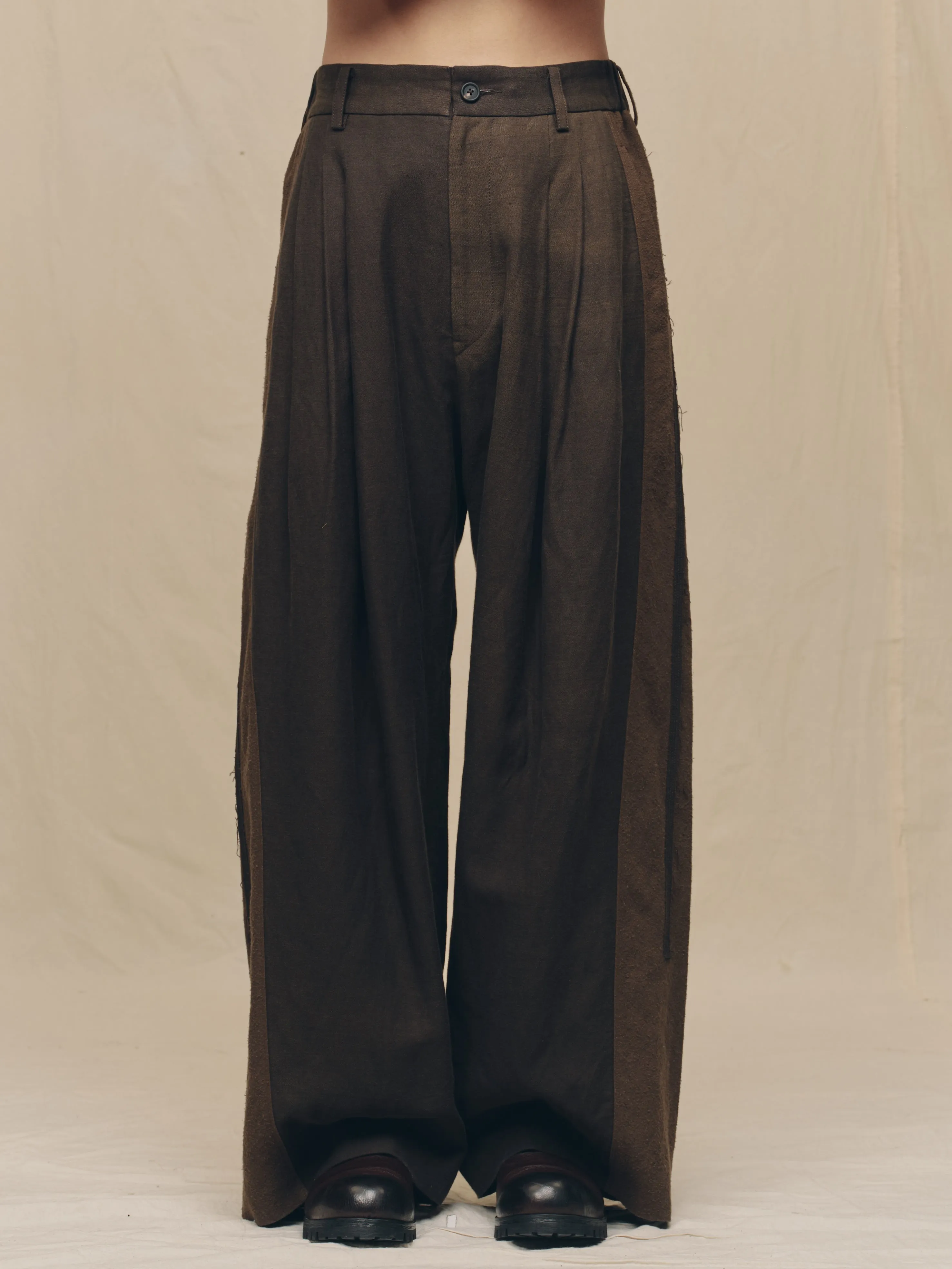 WIDE-LEG PATCHWORK TROUSERS sold by ziggy chen
