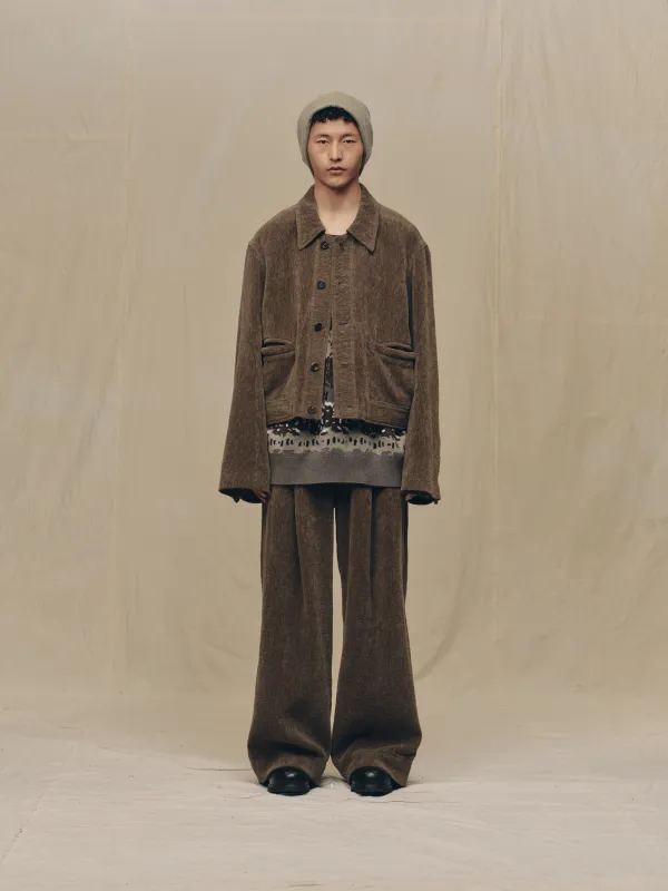 CHENILLE CLOTH CROPPED WORKER sold by ziggy chen