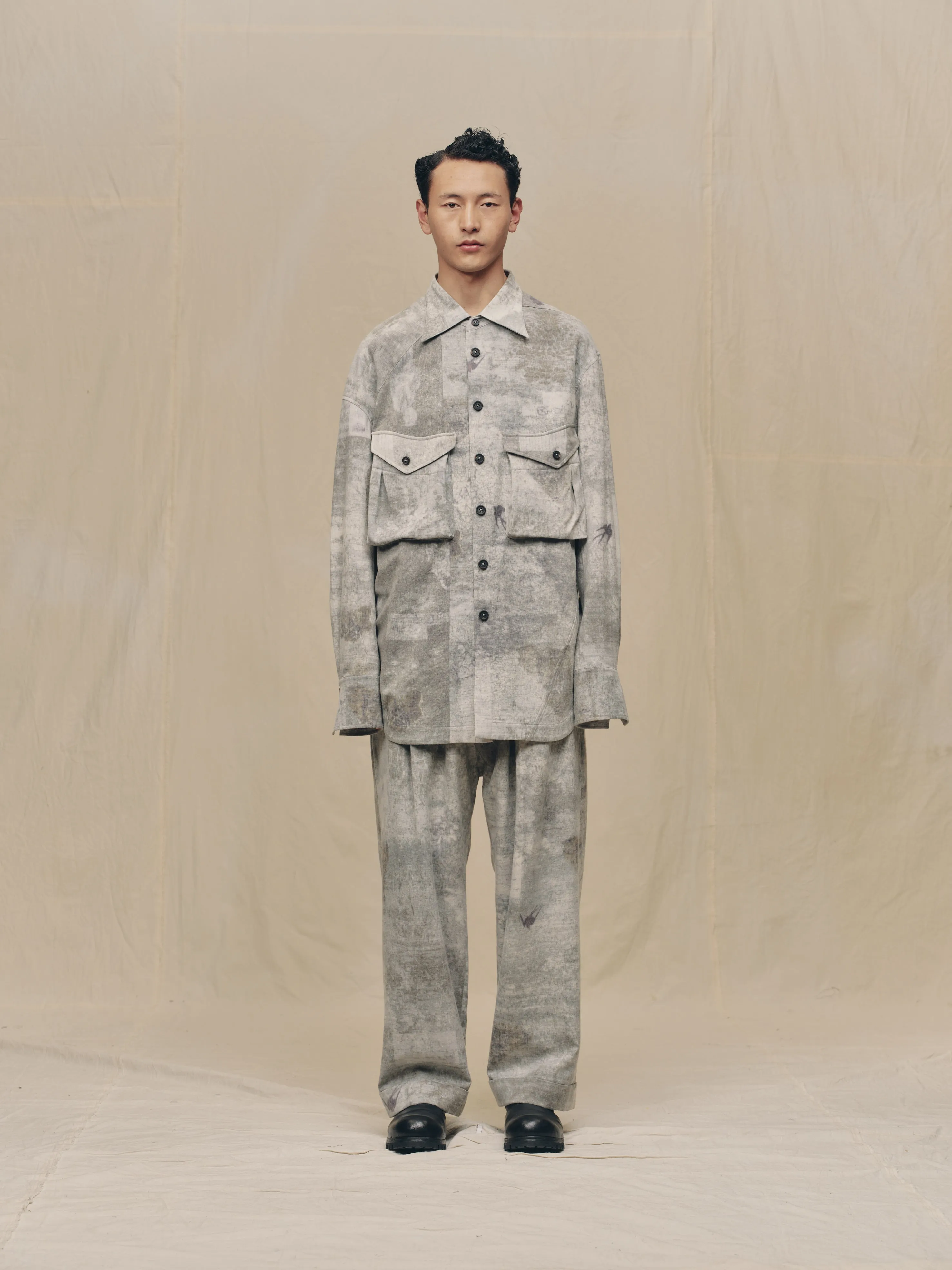 DIGITAL PRINT WOOL SHIRT JACKET sold by ziggy chen