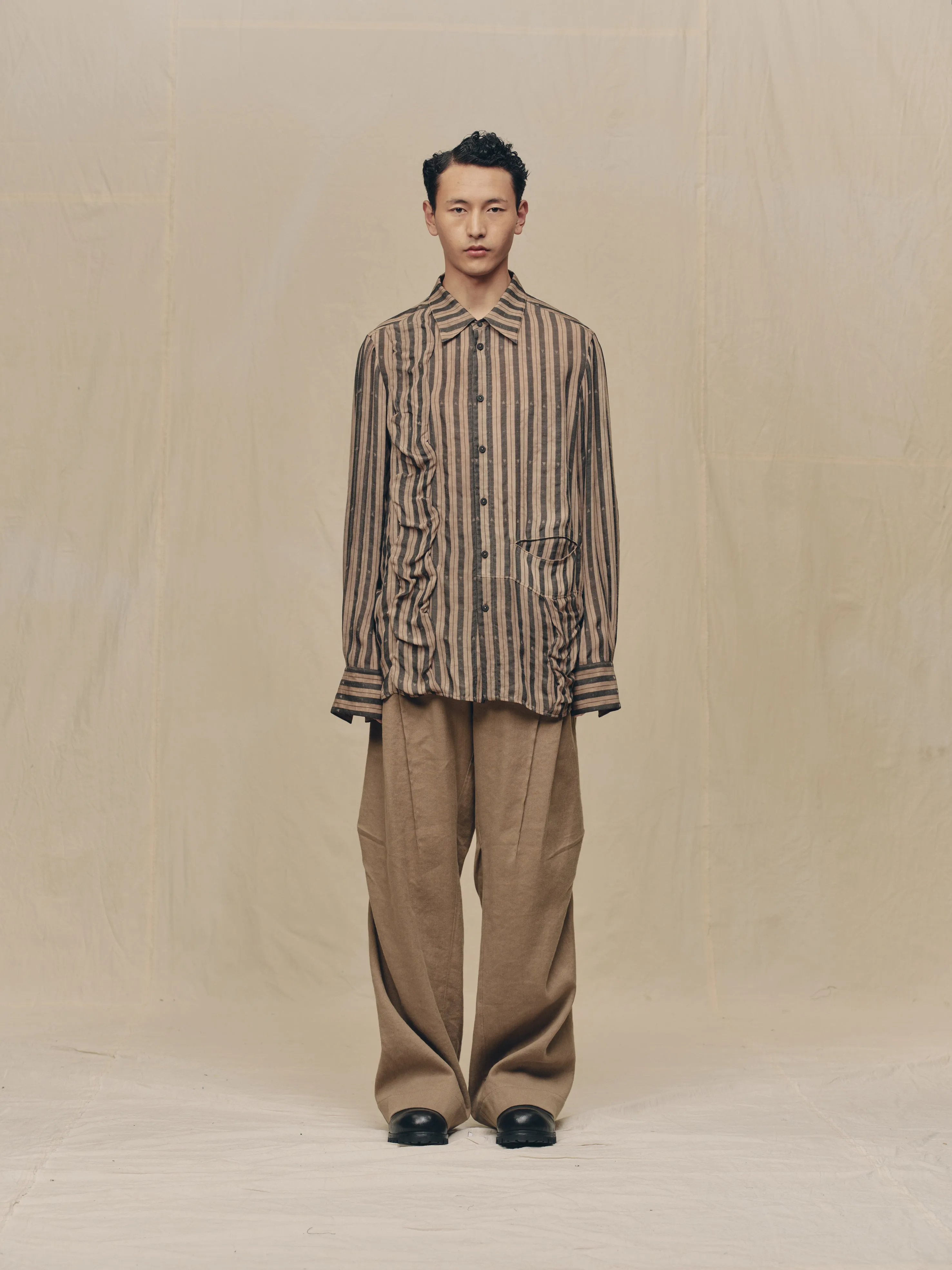 WAVE-SHAPED STRIPE SHIRT sold by ziggy chen