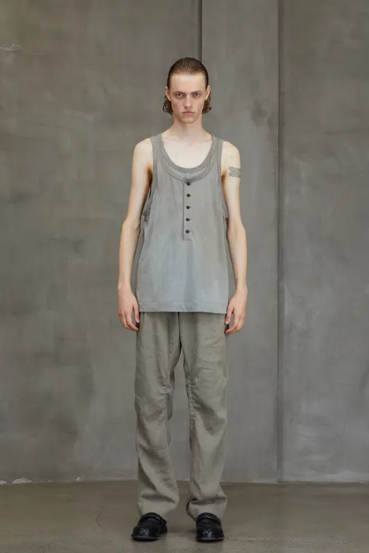 LAYERED JERSEY HENLEY NECK TANK TOP sold by ziggy chen